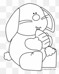 Bunny Outline Coloring Pages Carrot Black And Printable - Dot Emoji,Heart Dress Emoji Bunny