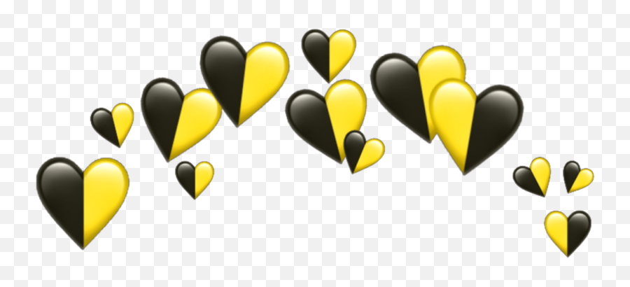 Yellow Heart Crown Clipart - Black And Yellow Hearts Emoji,Qween Emoji