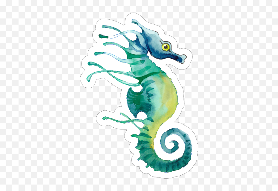 Watercolor Seahorse Sticker - Watercolor Seahorse Emoji,Seahorse Emoji