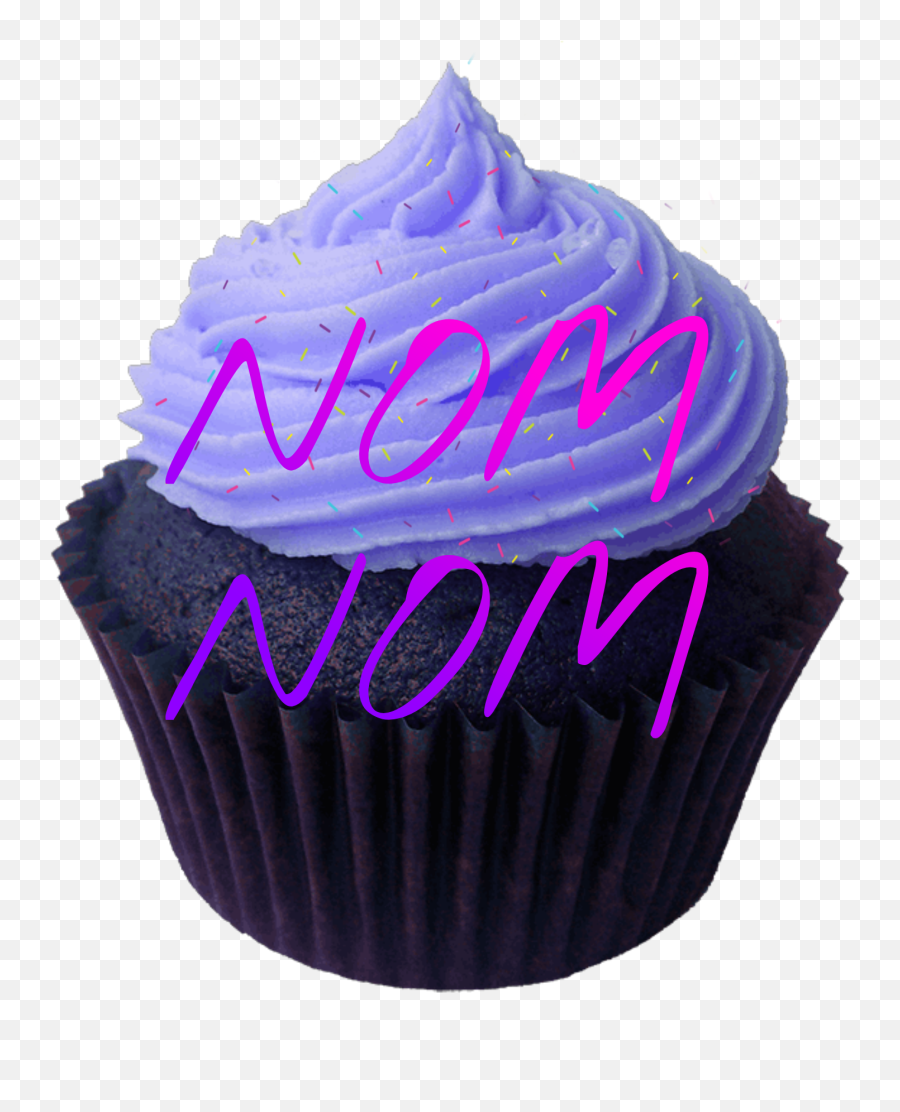 Nomnom Nom Text Cupcake Sticker By Amber Leanne - Baking Cup Emoji,Is There A Cupcake Emoji