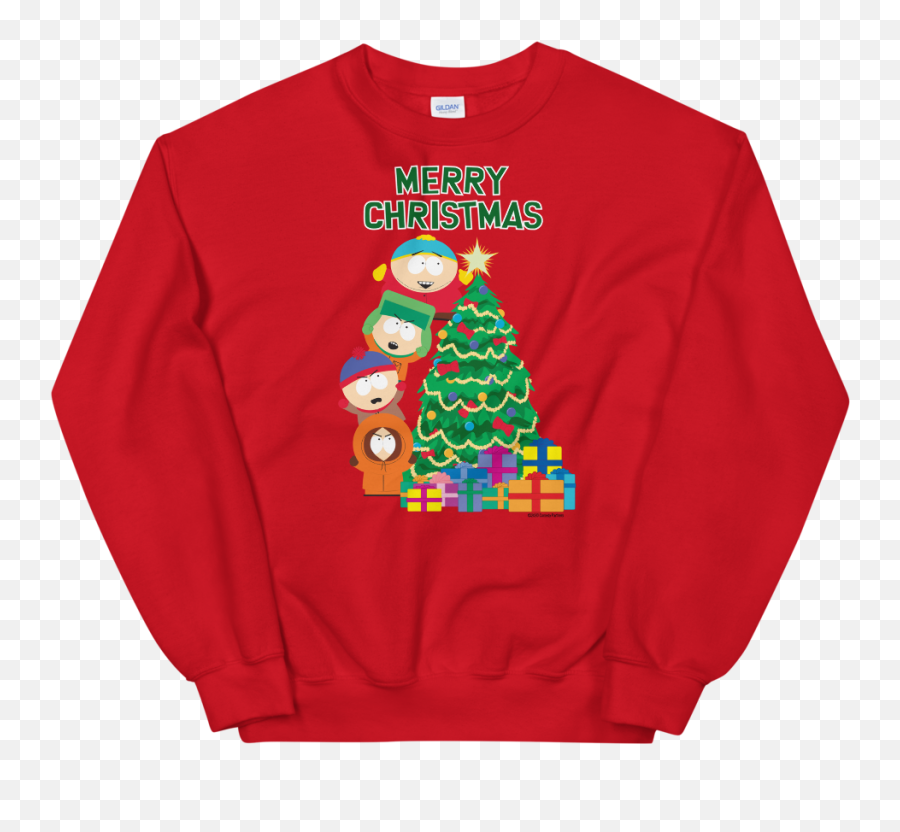South Park Merry Christmas Holiday Fleece Crewneck Sweatshirt Emoji,Bruning Christmas Tree Emoji