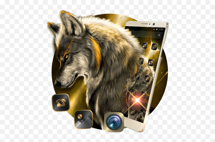 Golden Noble Wolf Theme Apk Download - Free App For Android Emoji,Wolf Emoji Android