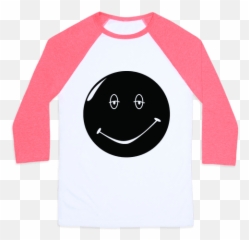 Dazed And Confused Stoner Smiley Face Baseball Tee - Either Emoji,Emoticon Confusted