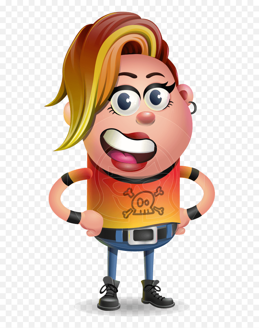 Punk Girl Cartoon Vector 3d Character Graphicmama Girl - Portable Network Graphics Emoji,Cartoon About Emotions