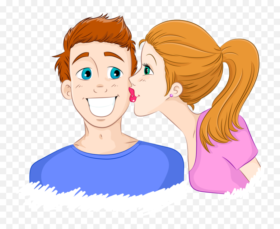 Cheek Kissing Clip Art - Kiss Cheek Cartoon Emoji,Boy Girl Kissing Emoji