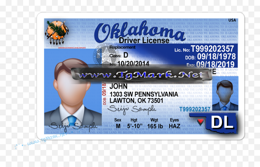 Lisènsi Driver Oklahoma Psd Cithakan Photoshop - Oklahoma Fake Drivers License Template Emoji,Kode Emoji Facebook Lengkap