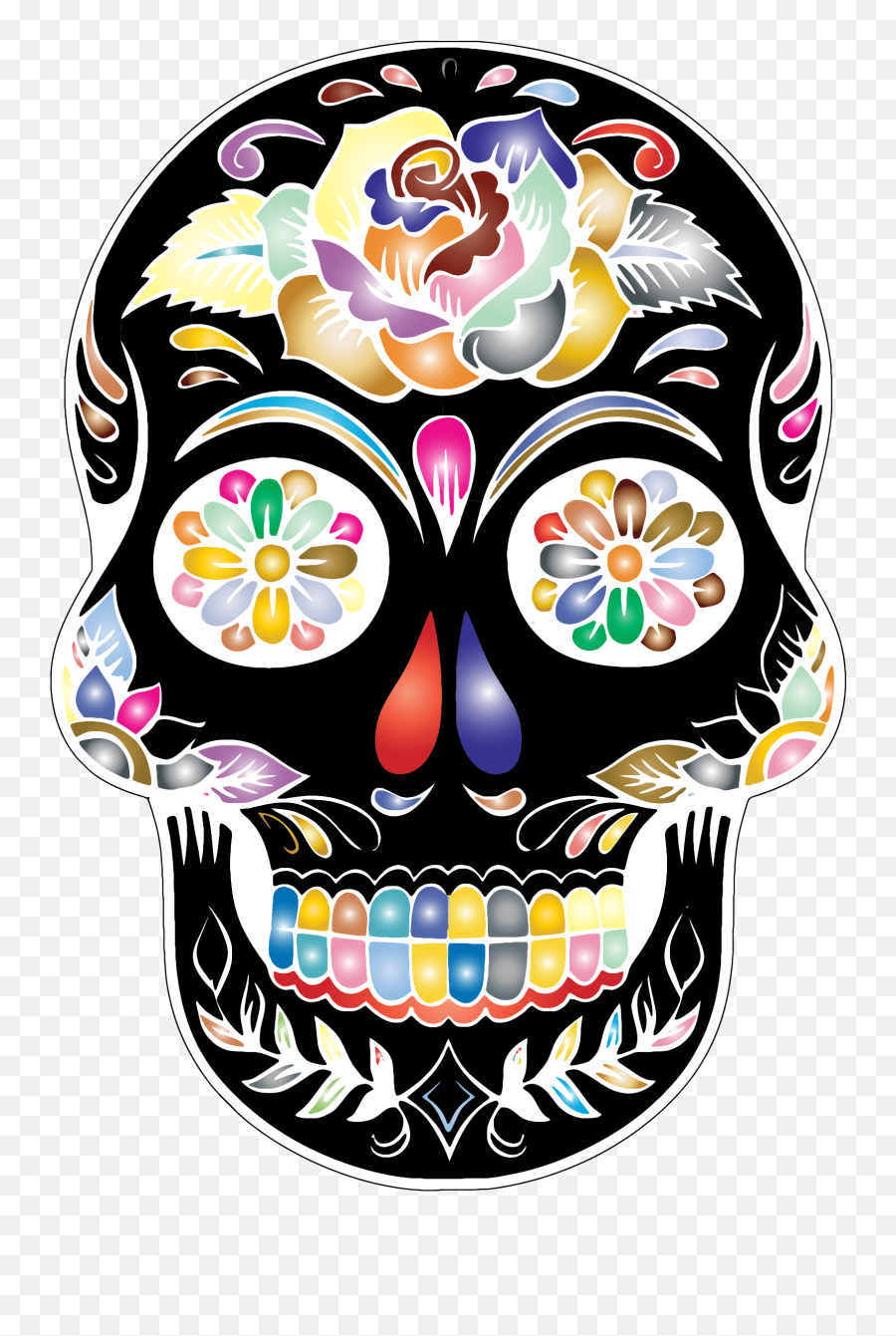 Flowers Clipart Skull Flowers Skull - Transparent Background Day Of The Dead Skull Clipart Emoji,Flower Vs Footprints Skull Emoji