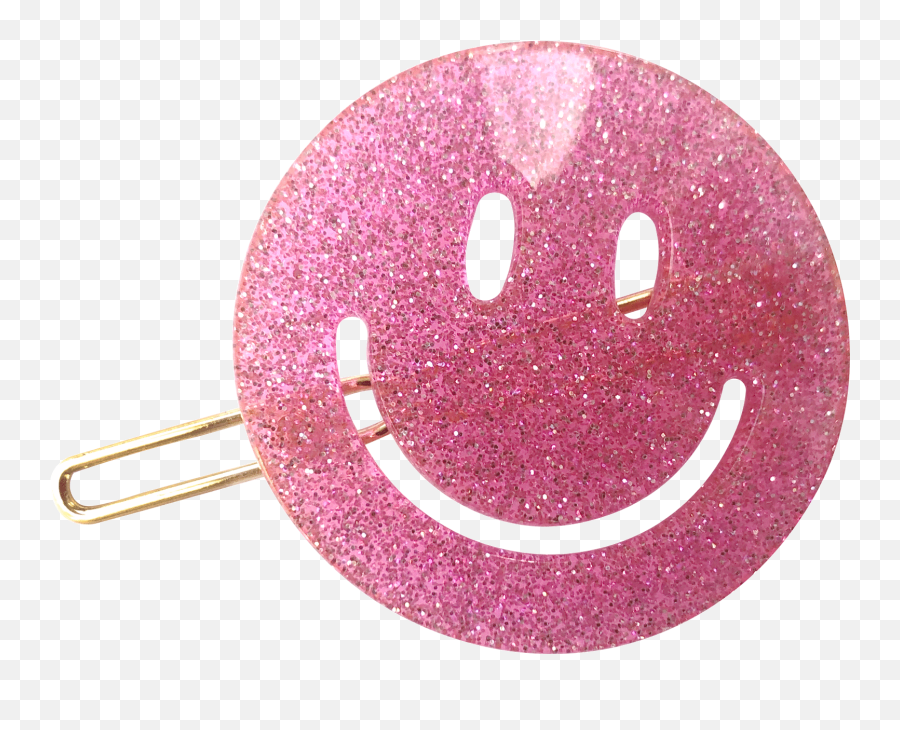 Haarspange Smiley Pink Glitter - Happy Emoji,Emoticons Glitterate