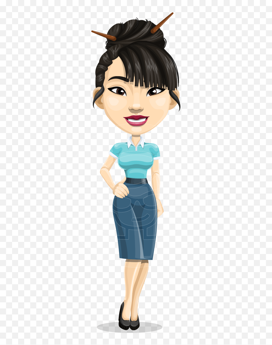 Asian Woman Cartoon Vector Character - Asian Woman Cartoon Png Emoji,Asian Face Emotions