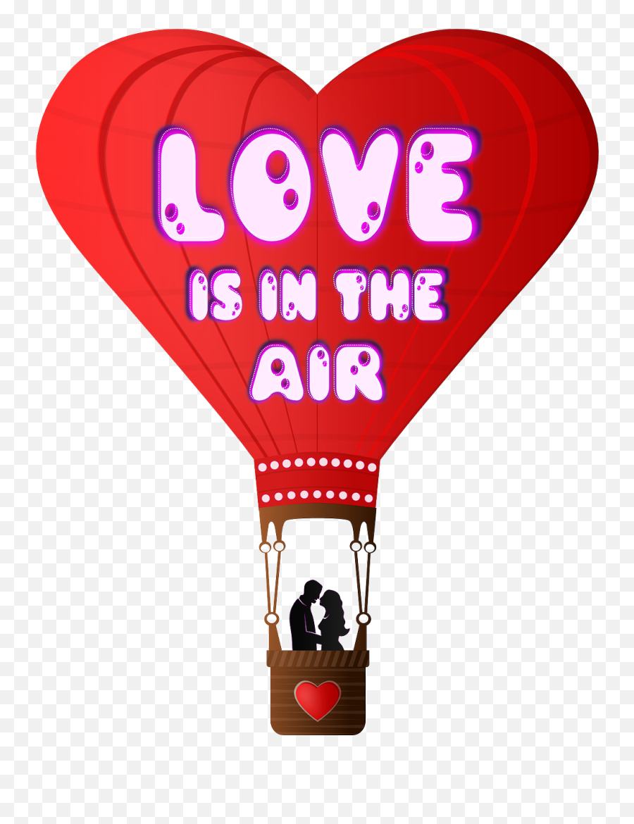 Balloon Heart Love Couple Png - Valentines Day Love Is In The Air Clipart Emoji,Hot Air Balloons Emoticons For Facebook