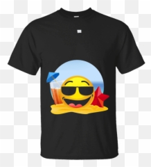 Download Hd Cool Shades Emoji On Beach T Shirt Sunglasses - Dropping Dimes Aaron Rodgers Shirt,Emoji With Sunglasses