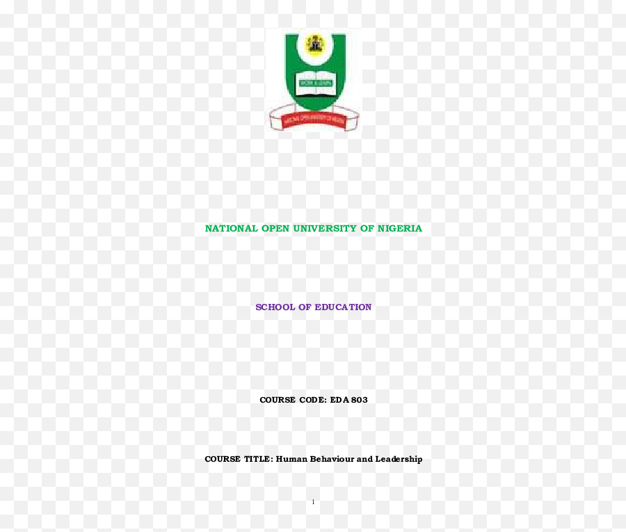 Pdf National Open University Of Nigeria School Of Education - National Open University Of Nigeria Emoji,Aloy Emotion Choices