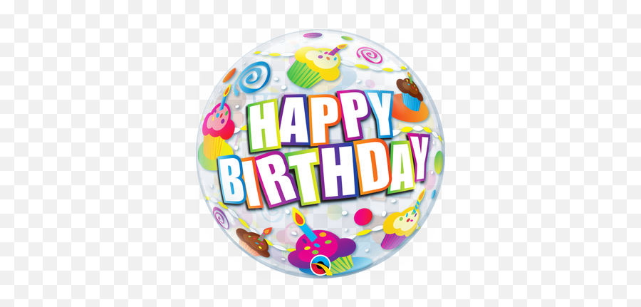 22q Bubble Happy Birthday Cupcake U0026 Dots 1 Count - Havin Balloon Emoji,Emoji Cupcake Stencil