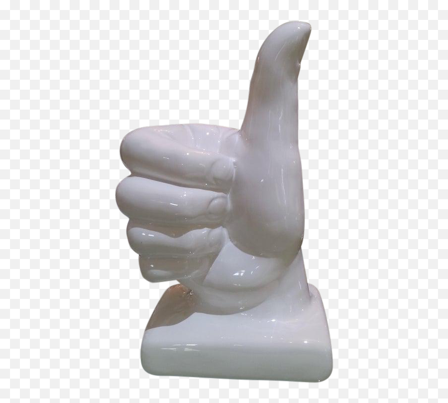 Vintage Thumbs Up Glazed White Ceramic Sculpture Figure - Sign Language Emoji,Text Emoticon From Apple That Has Thumbs Up And An Envelope?