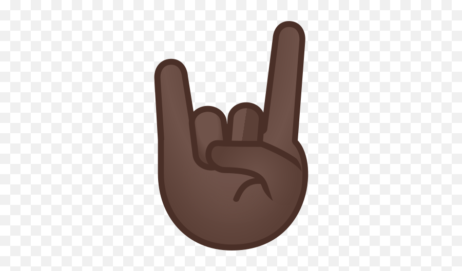 Sign Of The Horns Emoji With Dark - Black Hand Sign Emoji,Horns Down Emoji