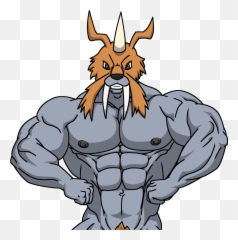 Zudomon Flexes - Gomamon Clipart Full Size Clipart Emoji,Flexed Bicep Emoji Right