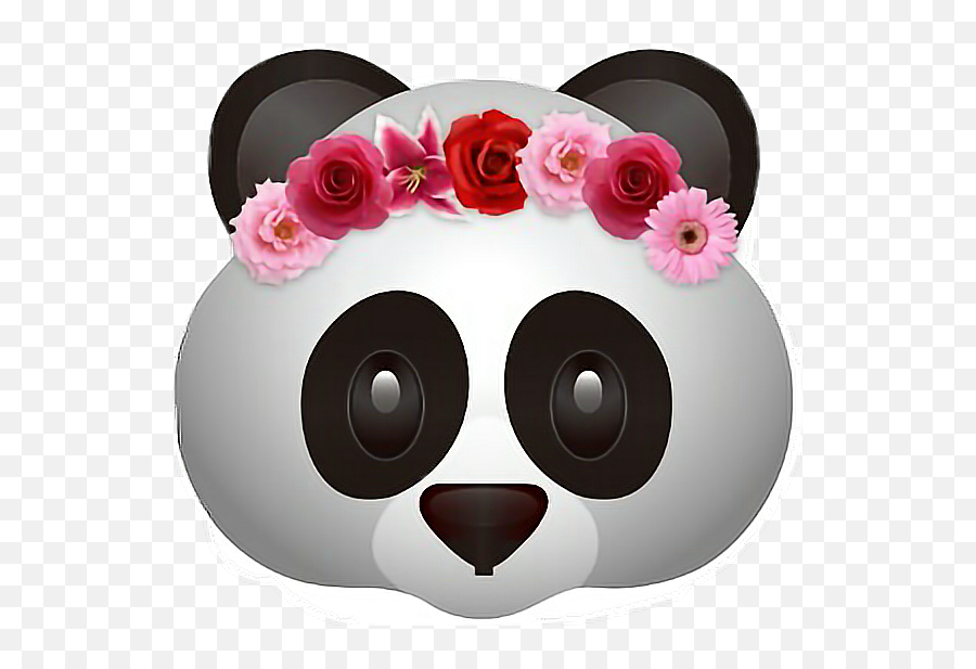 Download Hd Panda Emoji Flower Flowercrown Freetoedit - Flower Crown Panda Emoji,Crown Emoji