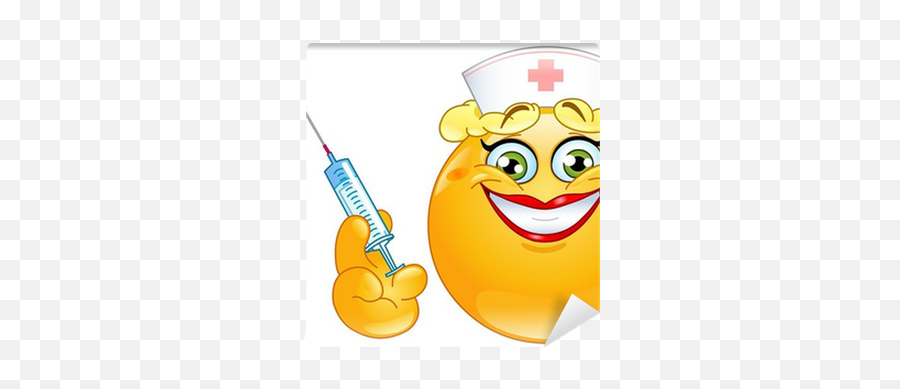 Nurse Emoticon Wall Mural Pixers - Injection Smiley Emoji,Nurse Emoji