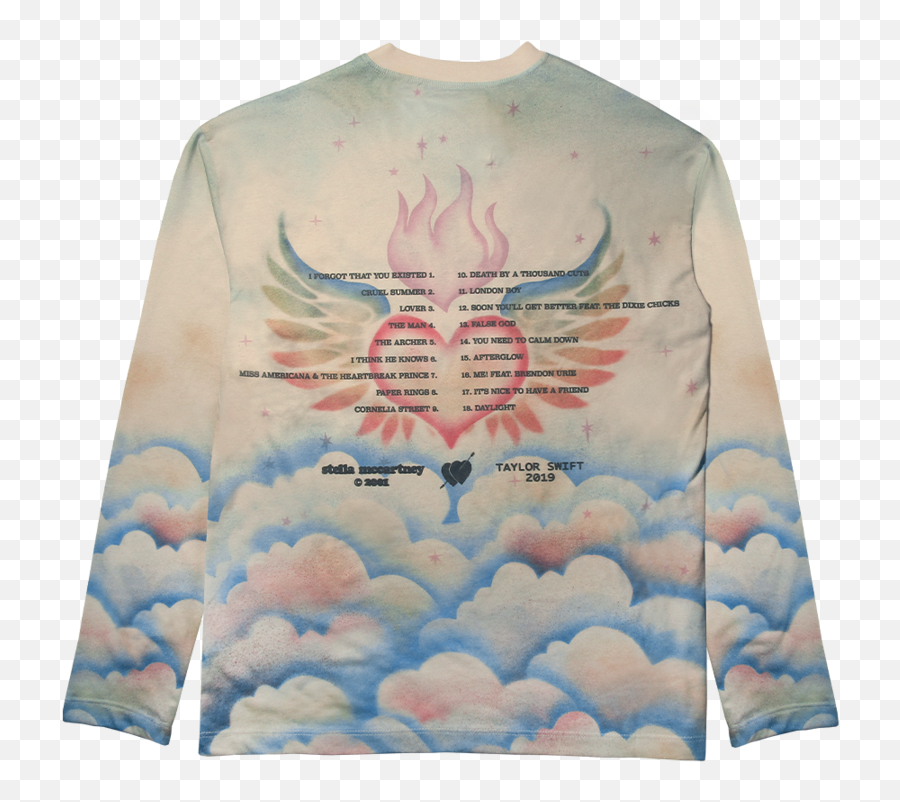 Stella X Taylor Swiftheart And Clouds Airbrush Effect - Long Sleeve Airbrushed T Shirt Emoji,Biys Graphic Emoji Long Sleeves