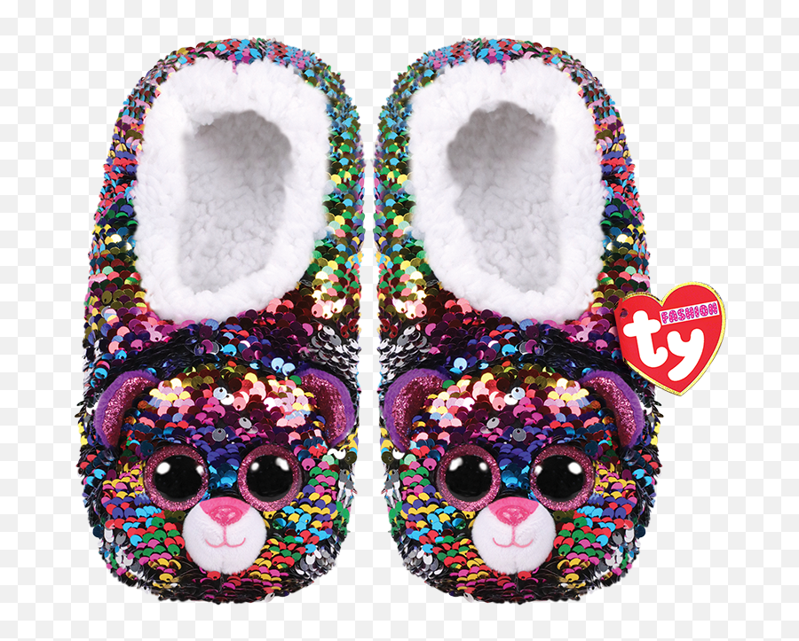 Sequin Slippers Sml Ty Kiki Stuffed Animal Clothing - Beanie Boos Dogs Slippers Emoji,Emoji Slippers