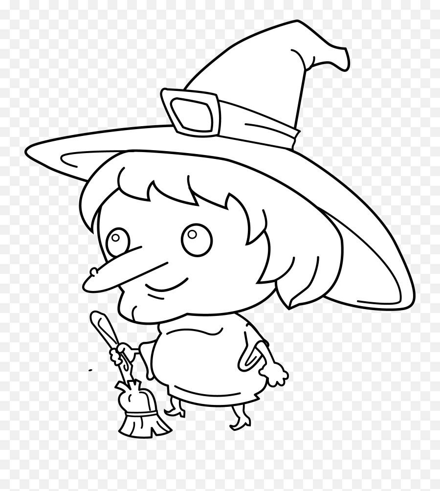 Cute Witch Coloring Page Free Clip Art - Clipartix Witch Clipart Coloring Page Emoji,Cute Emoji Coloring Pages
