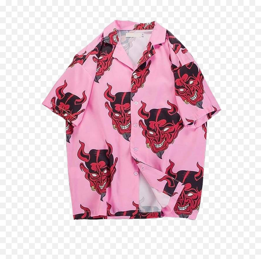Red Pink Shirt Clothes Japanese Art Sticker By Ray - Pink Devil Shirt Emoji,Devil Emoji Shirt
