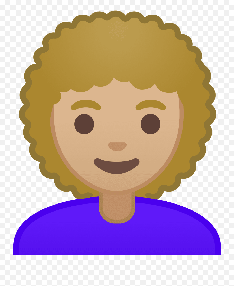 Medium - Curly Emoji,Curly Hair Emoticon