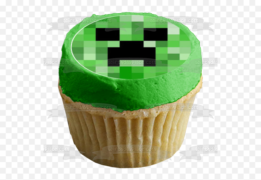 Minecraft Creeper Face Steve Face Tnt Block Edible Cupcake Topper Images Abpid51341 - Mortal Kombat Sub Zero Cupcake Emoji,Block Text Emoticon