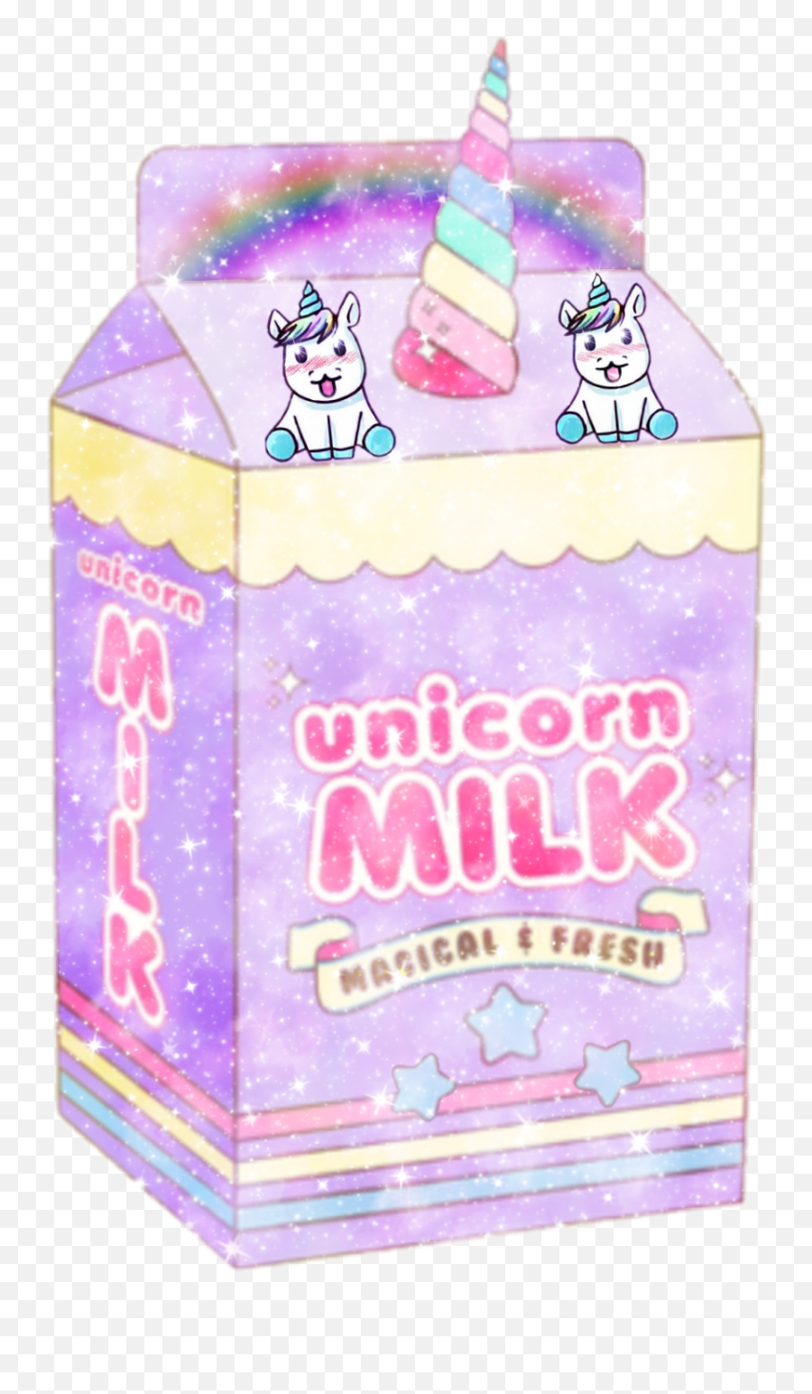 Milk Carton Rainbow Unicorn Sticker By Josie Chan - Kawaii Unicorn Milk Emoji,Unicorn Emoji Hat