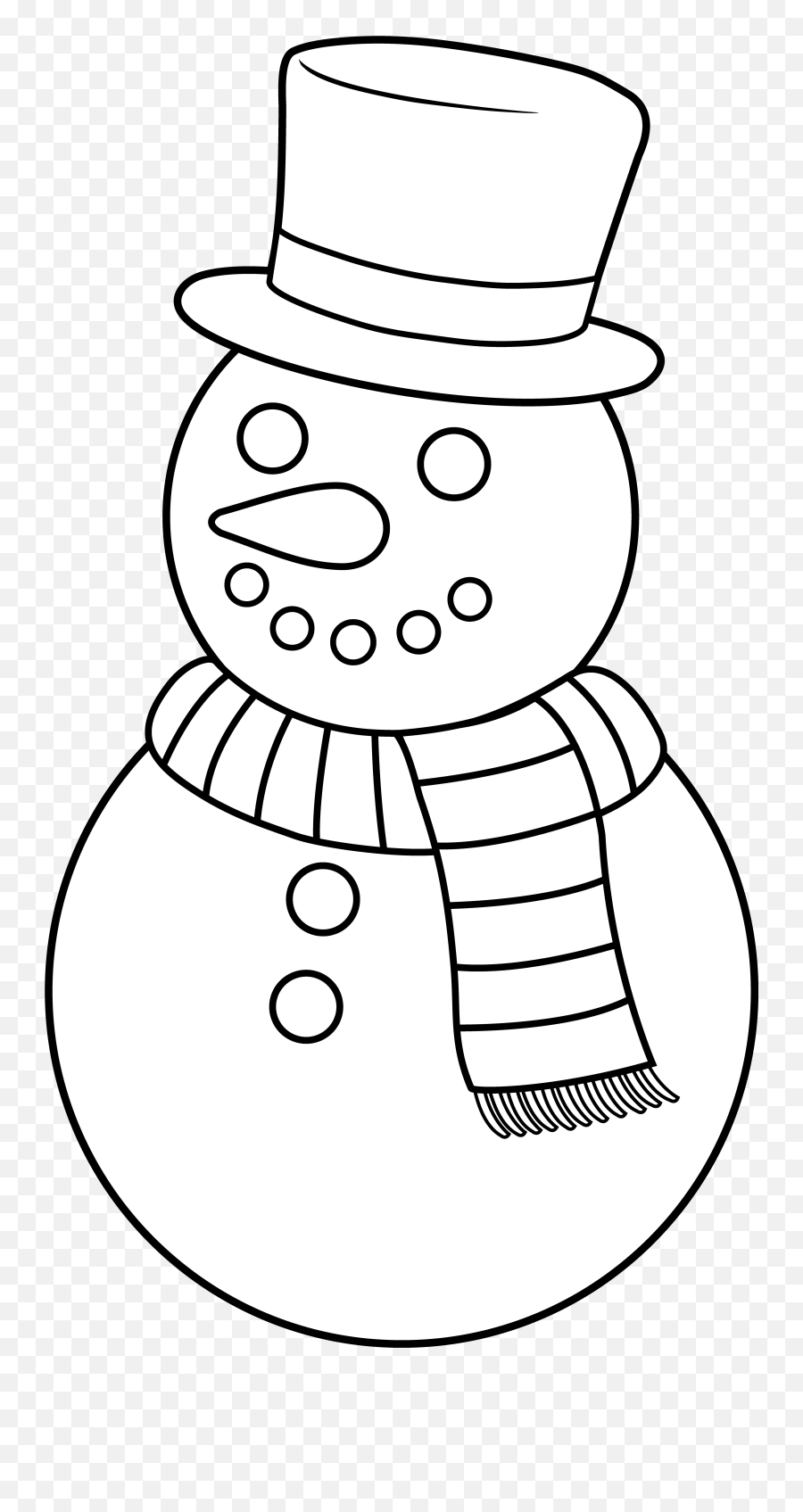 Colorable Christmas Snowman - Christmas Clipart Black And Clipart Outline Snowman Emoji,Snowman Emoji With Snow