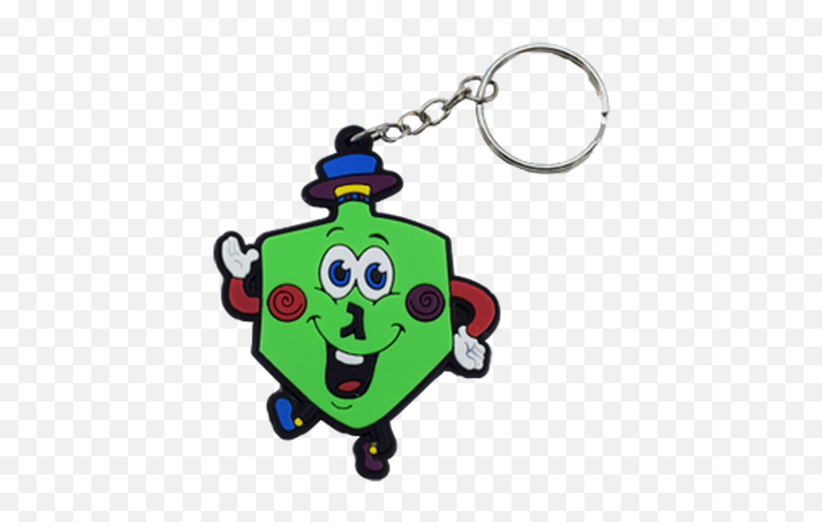 Hanukkah Dreidel Rubber Keychain - Happy Emoji,Dreidel Emoji