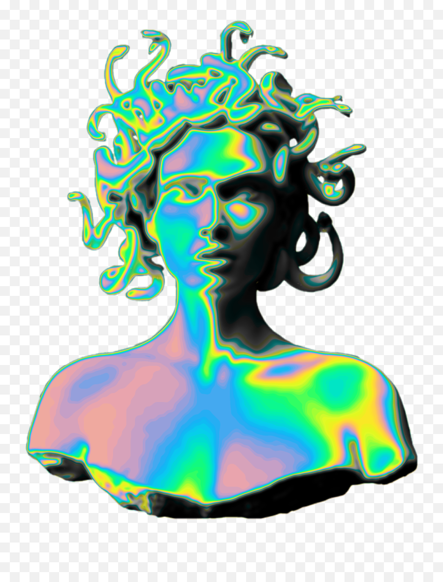 Holo Holographic Vaporwave Aesthetic Medusa Sculpture - Medusa Png Emoji,Vaporwave Emoji