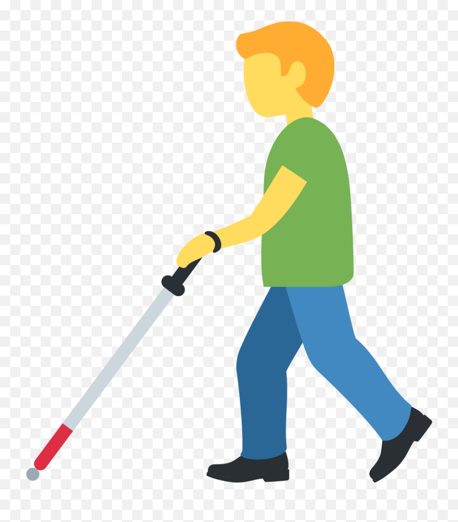 U200d Man With White Cane Emoji - White Cane Clipart,Blink Emoji