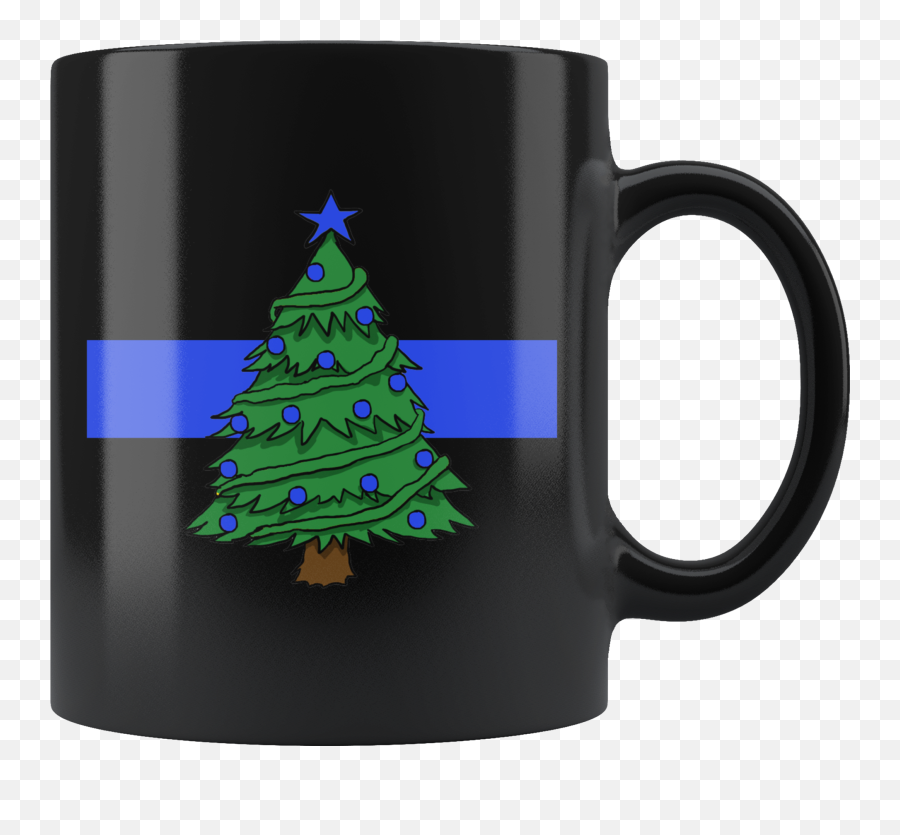 Thin Blue Line Christmas Tree Mug - Mug Clipart Full Size Magic Mug Emoji,Thin Blue Line Emoji