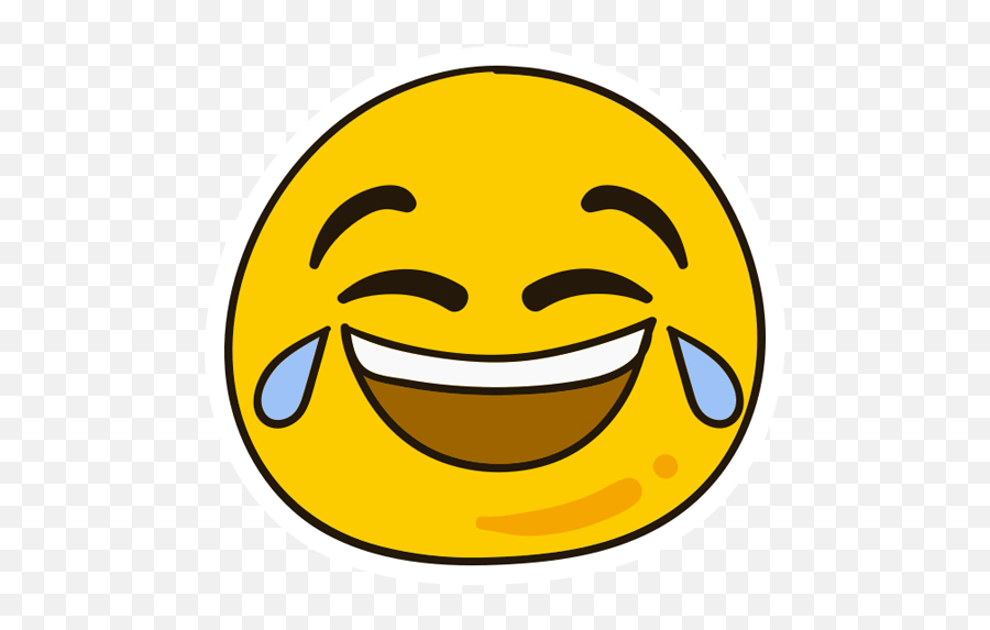 Smiley Laugh Out And Cry Sticker - Just Stickers Wide Grin Emoji,Laugh Out Loud Emoticons