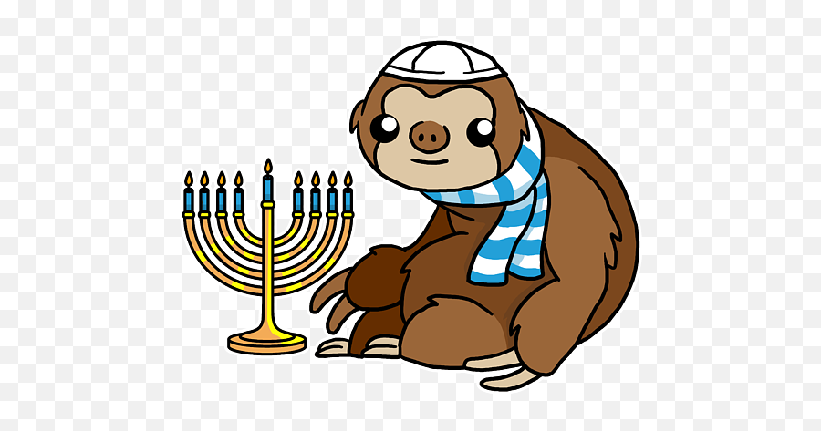 Jewish Bar Mitzvah Sloth Menorah Happy Hanukah T - Shirt For Emoji,Hannakah Emoji