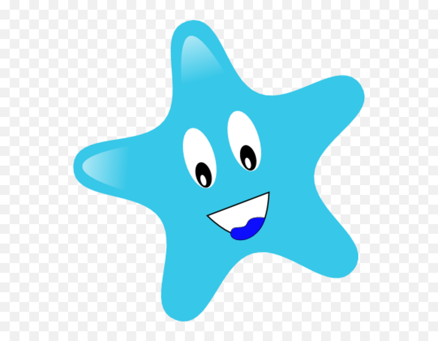 Blue Star With Smiley - Blue Star Smiley Png Emoji,Starry Eyes Emoticon