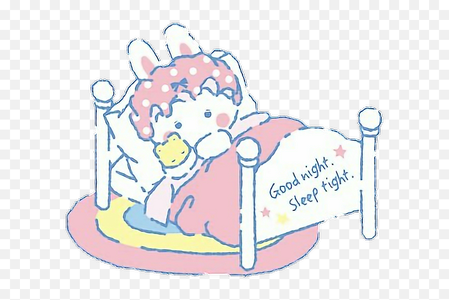 Goodnight Sanrio Rabbit Bed Sticker - Fictional Character Emoji,Sleep Tight Emoji