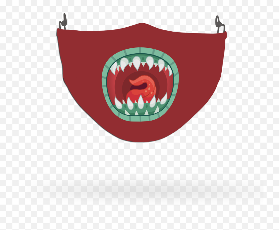 Red Scary Monster Face Covering Print 7 - Fictional Character Emoji,Scary Face Made Out Of Emojis