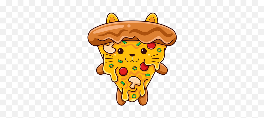 Emoji Illustrations Images Vectors - Cute Pizza Cat,Pizaa Emoji Girl