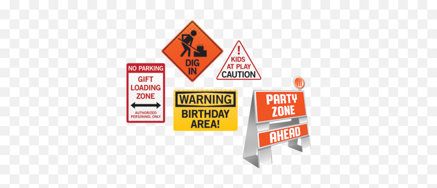 Big Dig Construction Party Signs X 5 - Custom Construction Birthday Signage Emoji,Emoji Birthday Signs