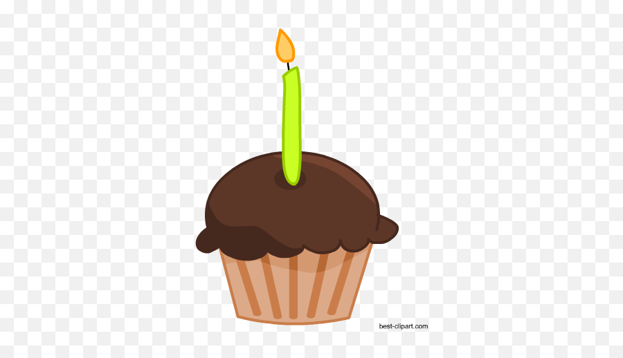 Free Cake And Cupcake Clip Art - Cupcake With One Candle Clipart Emoji,Emoji Birthday Candles