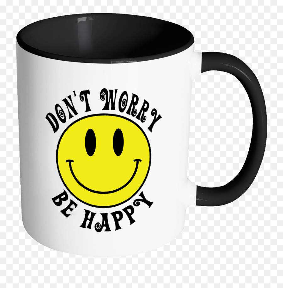 Retro Donu0027t Worry Be Happy Smiley Face Color Accent Coffee Mug - Coffee Mug Be Happy Don T Worry Emoji,Very Happy Emoticon Pics