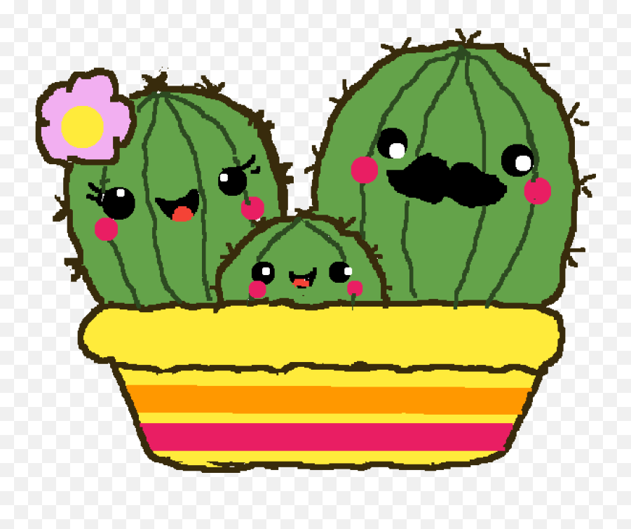 Download Slightly Derpy Cactus Family - Drawing Png Image Transparent Cute Cactus Png Emoji,Cactus Emoji