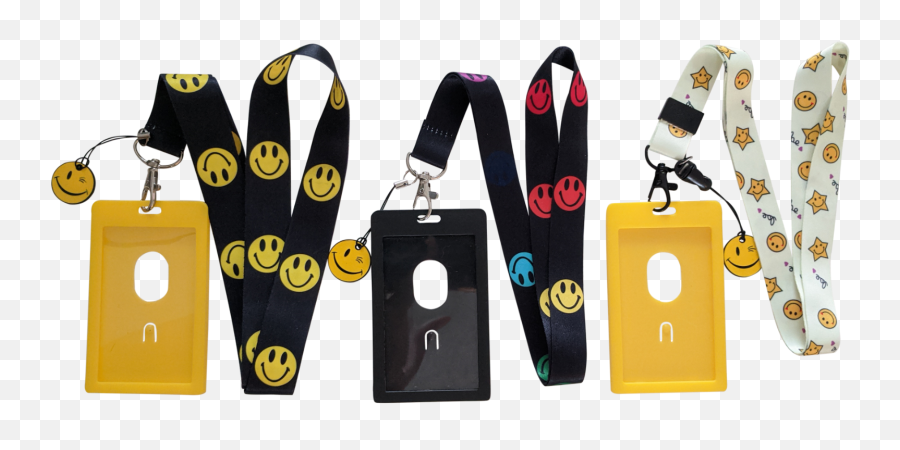 Yellow Emoji Smiley Faces Lanyard Id Badge Card Holder W - Illustration,Emoji Headbands