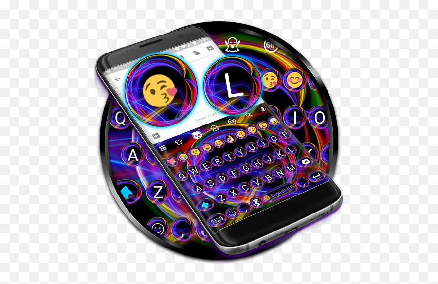 Neon Abstract Emoji Keyboard Theme U2013 Applications Sur Google - Dot,Swirling Hearts Emoji