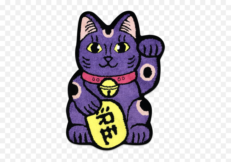 Raw Emotions Lucky Cat Mascot Rug Purple Originalfook Emoji,Cat Different Emotions