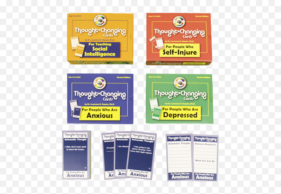 Thought Changing Cards Set Of 4 - Horizontal Emoji,Emotions Blob Cards