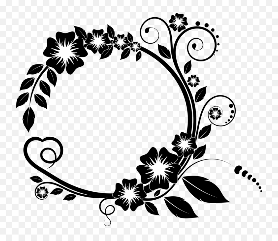 Black And White Flower Png Transparent - Flower Clip Art Black White Png Hd Emoji,Black And White Flower Emoji