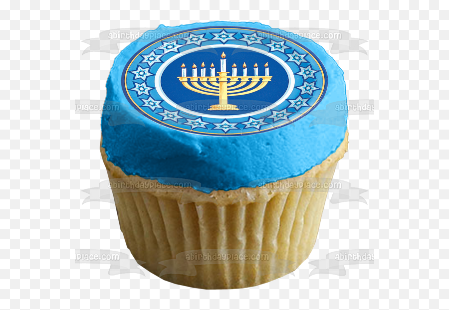 Happy Hanukkah Menorah Star Of David Edible Cake Topper Image Abpid53117 - Phineas And Ferb Baljett Emoji,Chanukah Menorah Emoticon